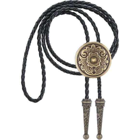 Native American Bolo Tie Rodeo Cowboy Leather Necktie Western Necklace Costume A - Picture 3 of 9